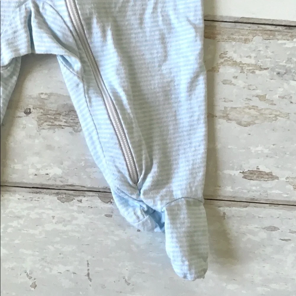 Baby Boy NB Zip Up Footie Sleeper Pajamas Pale Blue Stripes Newborn One Piece